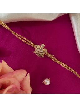 Digital Dress Room - Gold Plated American Diamond Tortoise Charm Rakhi For Raksha Bandhan