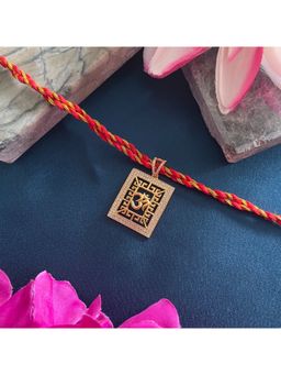 Digital Dress Room - Gold Plated American Diamond Om Pendant Rakhi For Raksha Bandhan