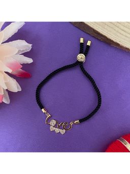 Digital Dress Room - Gold Plated Ad Love Heart Pendant Rakhi For Raksha Bandhan