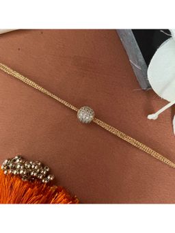 Digital Dress Room - Gold Plated American Diamond Ball Pendant Rakhi For Raksha Bandhan