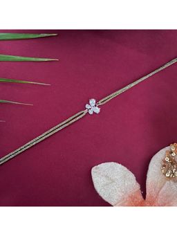 Digital Dress Room - Silver Plated Solitaire Ad Flower Pendant Rakhi For Raksha Bandhan