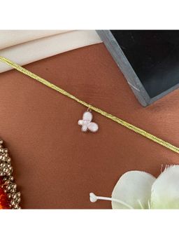 Digital Dress Room - Gold Plated Pink Flower Charm Pendant Rakhi For Raksha Bandhan
