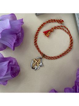 Digital Dress Room - Gold-Silver Plated Lord Ganesha Pendant Rakhi For Raksha Bandhan