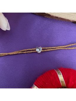 Digital Dress Room - Gold Plated American Diamond Heart Pendant Rakhi For Raksha Bandhan