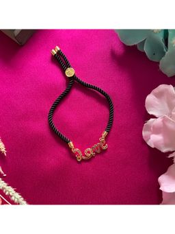 Digital Dress Room - Gold Plated American Diamond Love Pendant Rakhi For Raksha Bandhan