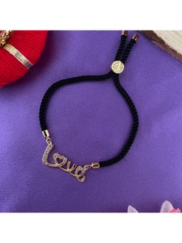 Digital Dress Room - Gold Plated Ad Love/Heart Pendant Rakhi For Raksha Bandhan