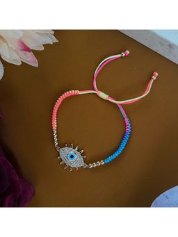 Digital Dress Room - Gold Plated American Diamond Evil Eye Charm Rakhi For Raksha Bandhan