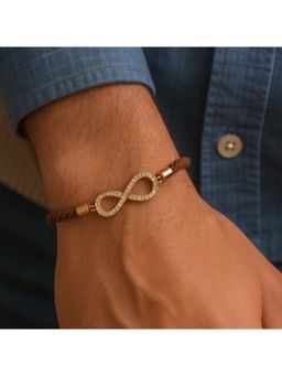 Digital Dress Room - Gold Plated American Diamond Infinity Pendant Rakhi For Raksha Bandhan