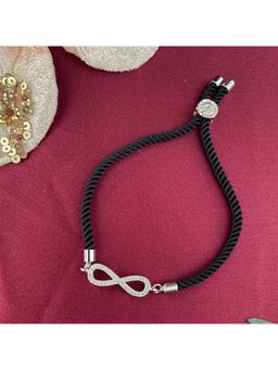 Digital Dress Room - Silver Plated American Diamond Infinity Pendant Rakhi For Raksha Bandhan