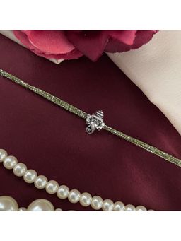 Digital Dress Room - Silver Plated Lord Ganesha Pendant Thread Rakhi For Raksha Bandhan