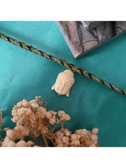 Digital Dress Room - White Buddha Charm Rakhi For Raksha Bandhan