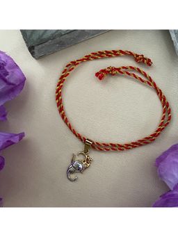 Digital Dress Room - Gold Silver Plated Om & Lord Ganesha Pendant Thread Rakhi For Raksha Bandhan