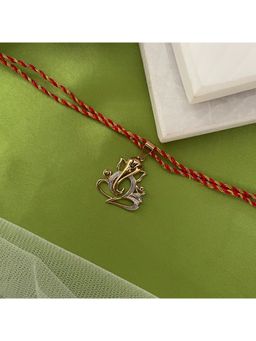 Digital Dress Room - Gold-Silver Plated Ganesha Pendant Thread Rakhi For Raksha Bandhan