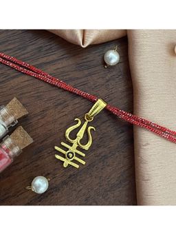 Digital Dress Room - Gold Plated Trishul Charm Pendant Thread Rakhi For Raksha Bandhan
