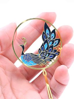 DecorTwist - Brass Peacock Design Bookmark (Pack Of 3)