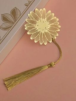 DecorTwist - Brass Sun Flower Design Bookmark (Pack Of 4)
