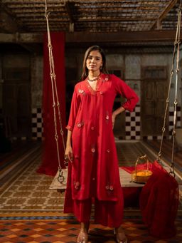 Silai Studio - Farhat Kurta With Palazzo for Women (Set of 2)