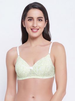 Clovia - Padded Non-Wired Full Cup Bra In Pista Green - Lace
