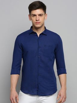 SHOWOFFFF - Mens Spread Collar Solid Blue Classic Shirt