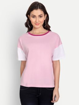 IKI CHIC - Pink Colourblock Short Sleeve T-shirt