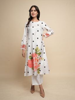 Heeposh - Floral and Polka Dots Printed Kurta and Pant (Set of 2)