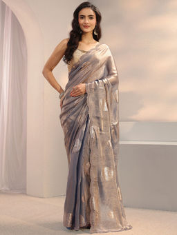 Libas - Blue Tissue Zari Printed Saree with Unstitched Blouse
