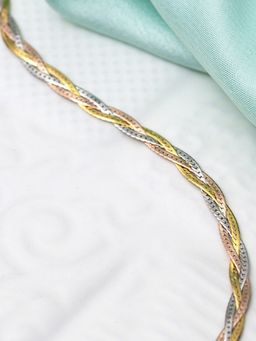 Zavya - Triple Tone Braided 925 Silver Anklet - Single