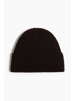 H&M - Men Brown Wool-Blend Rib-Knit Beanie