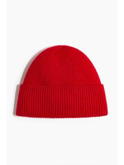 H&M - Men Red Wool-Blend Rib-Knit Beanie