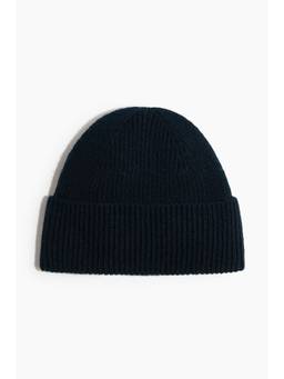 H&M - Men Blue Wool-Blend Rib-Knit Beanie
