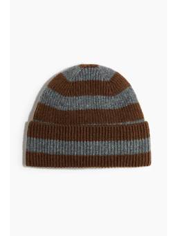 H&M - Men Brown Wool-Blend Rib-Knit Beanie