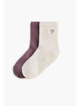 H&M - Girls Purple 2-Pack Anti-Slip Sports Socks