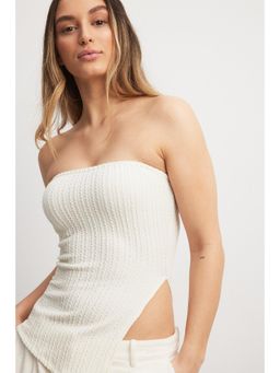 NA-KD - Structured Tube Side Slit Top-Off white