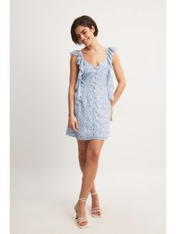 NA-KD - Ruffle Shoulder Chiffon Mini Dress-Flower Print