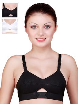 Floret - Pack Of 3 Solid Full Coverage Cotton Bra - Multi-Color