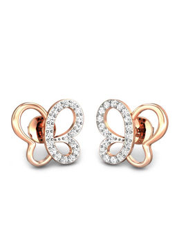 Candere by Kalyan Jewellers - 18K BIS Hallmark Rose Gold and Diamond Butterfly Earrings