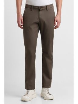 Allen Solly - Men Brown Slim Fit Textured Casual Trousers
