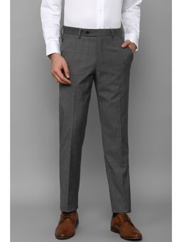 Louis Philippe - Men Grey Slim Fit Flat Front Formal Trousers