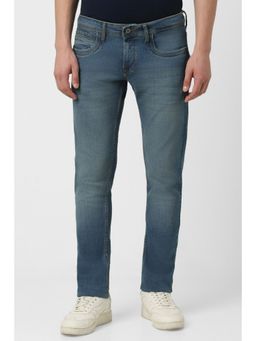Peter England - Men Blue Mid Wash Low Skinny Fit Jeans