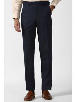 Van Heusen - Men Navy Solid Regular Fit Trousers