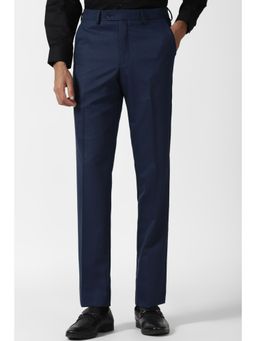 Van Heusen - Men Navy Solid Regular Fit Trousers