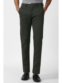 Van Heusen - Men Grey Textured Slim Fit Trousers