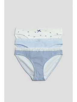 H&M - Girls Blue 3-Pack Cotton Briefs