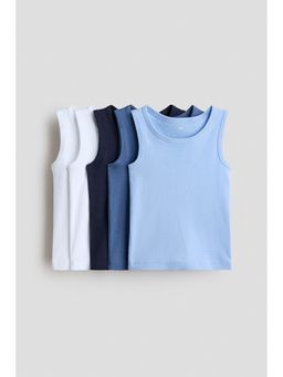 H&M - Boys Blue 5-Pack Cotton Vest Tops