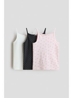 H&M - Girls White 3-Pack Jersey Vest Tops
