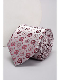 Louis Philippe - Men Grey Geometric Tie