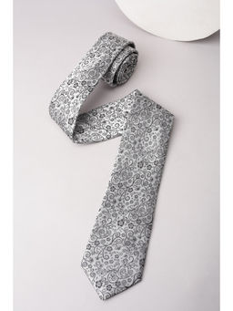 Louis Philippe - Men Grey Floral Tie
