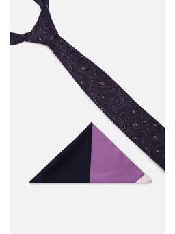 Louis Philippe - Men Purple Paisley Tie and Pocket Square