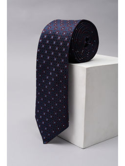 Peter England - Men Navy Blue Embroidered Tie