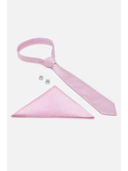 Van Heusen - Men Pink Textured Party Tie & Pocket Square with Cufflink